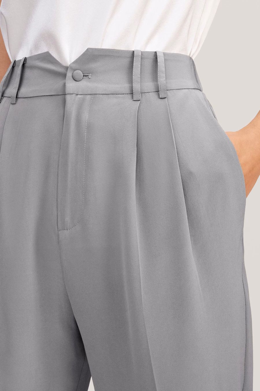Tucked Tapered Silk Pants