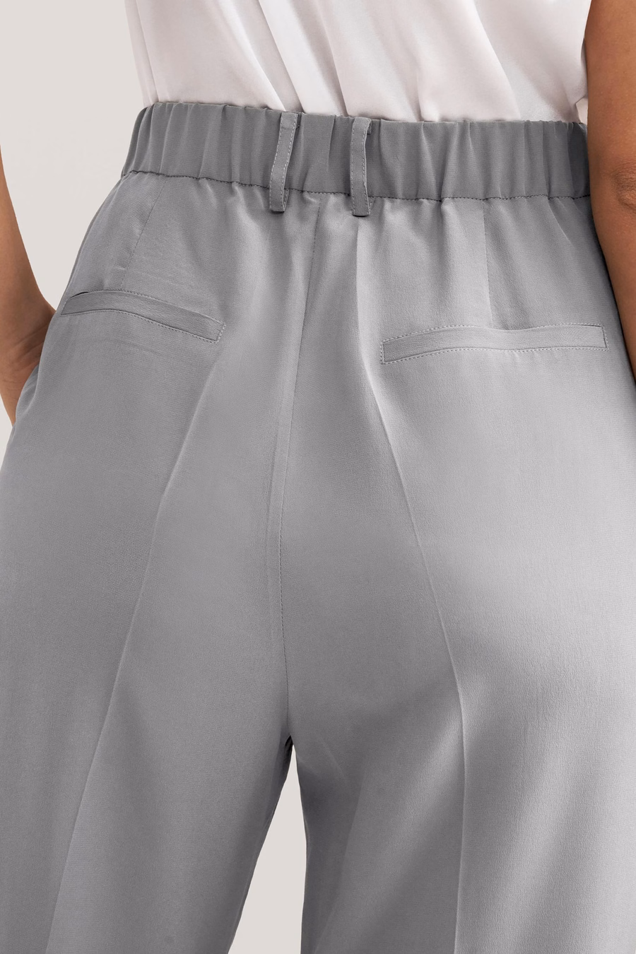 Tucked Tapered Silk Pants