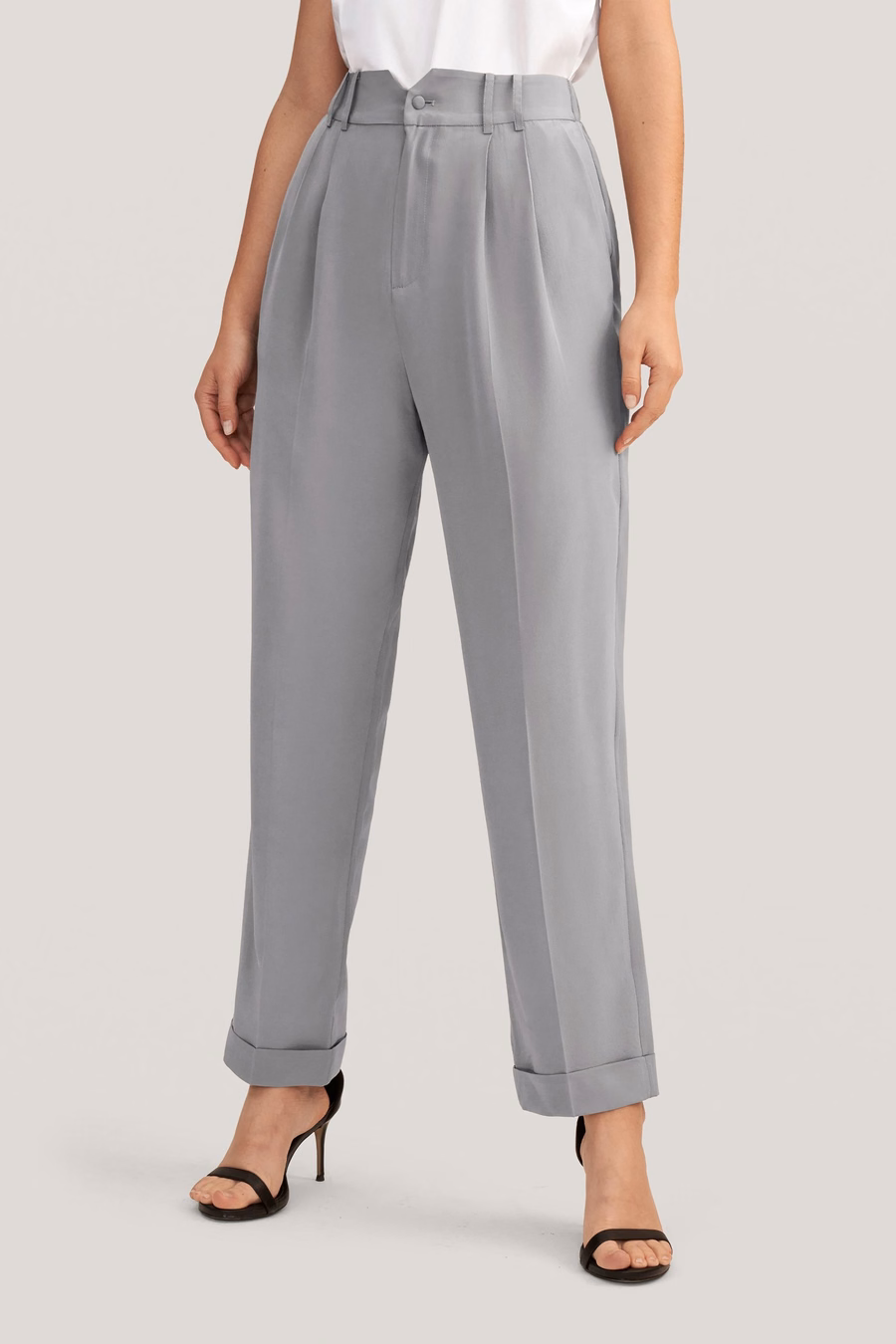 Tucked Tapered Silk Pants