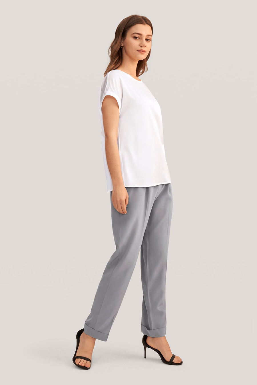 Tucked Tapered Silk Pants