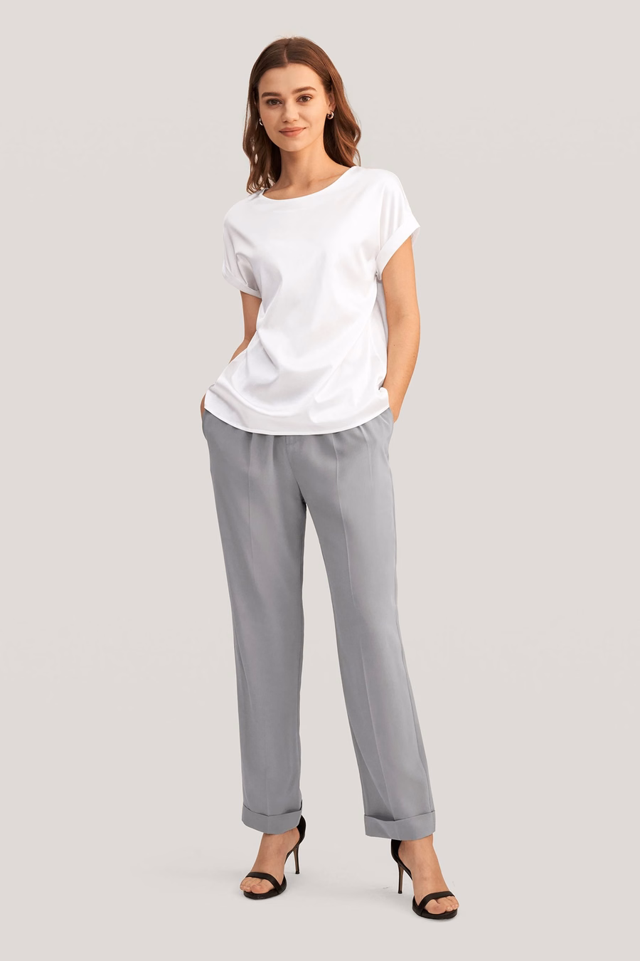 Tucked Tapered Silk Pants