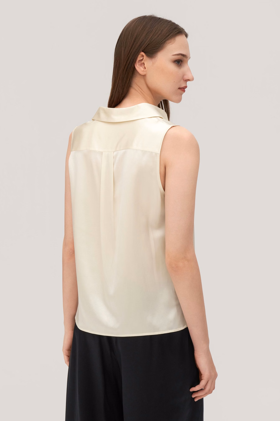 V-Neck Sleeveless Silk Violet Shirt For Women