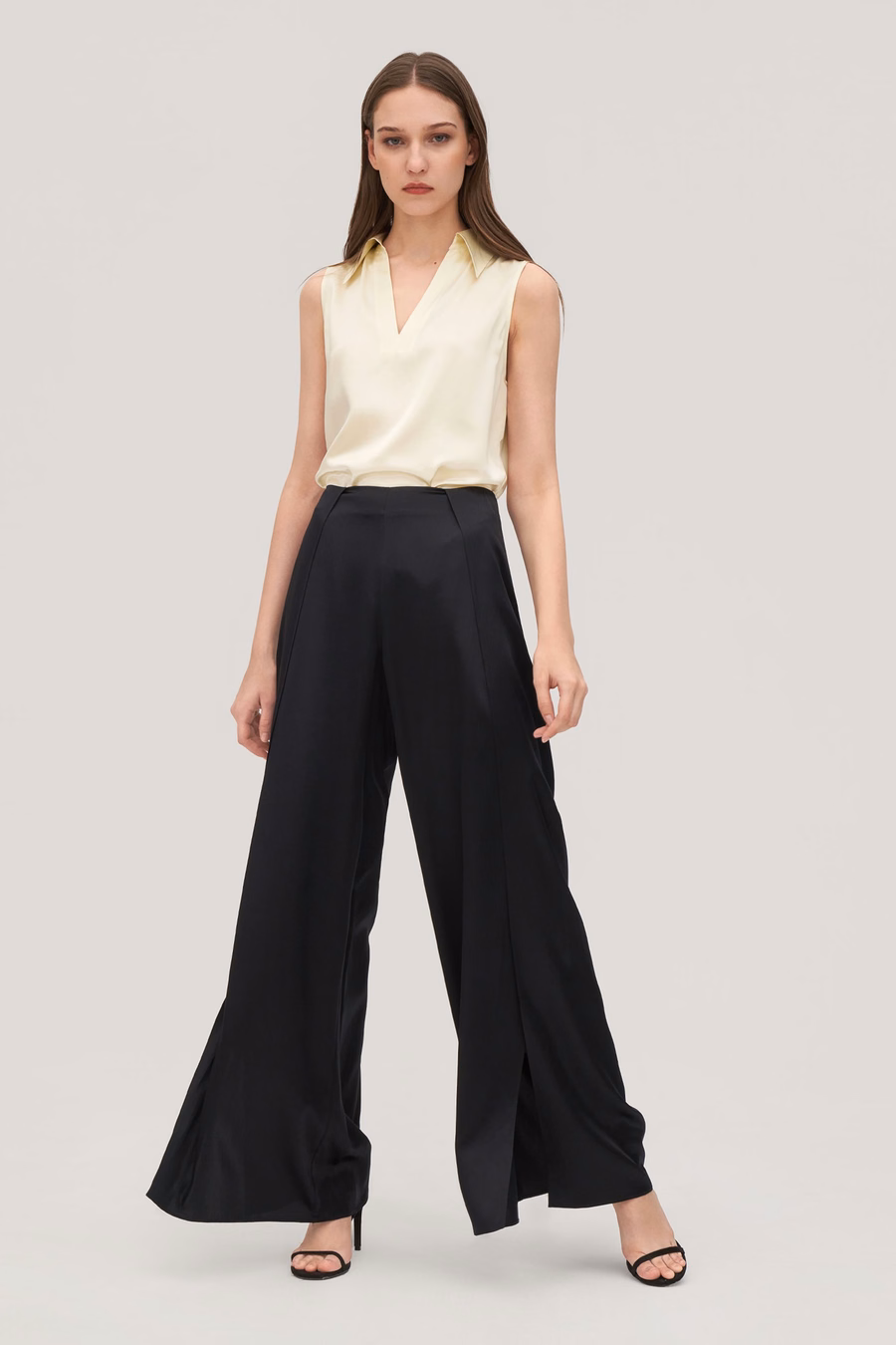 V-Neck Sleeveless Silk Violet Shirt For Women