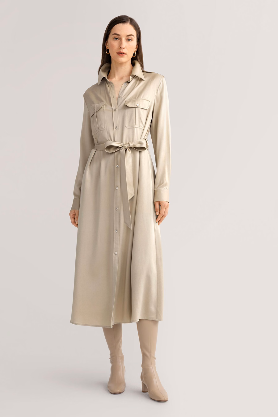 Sand-washed Pocket Trench Dress