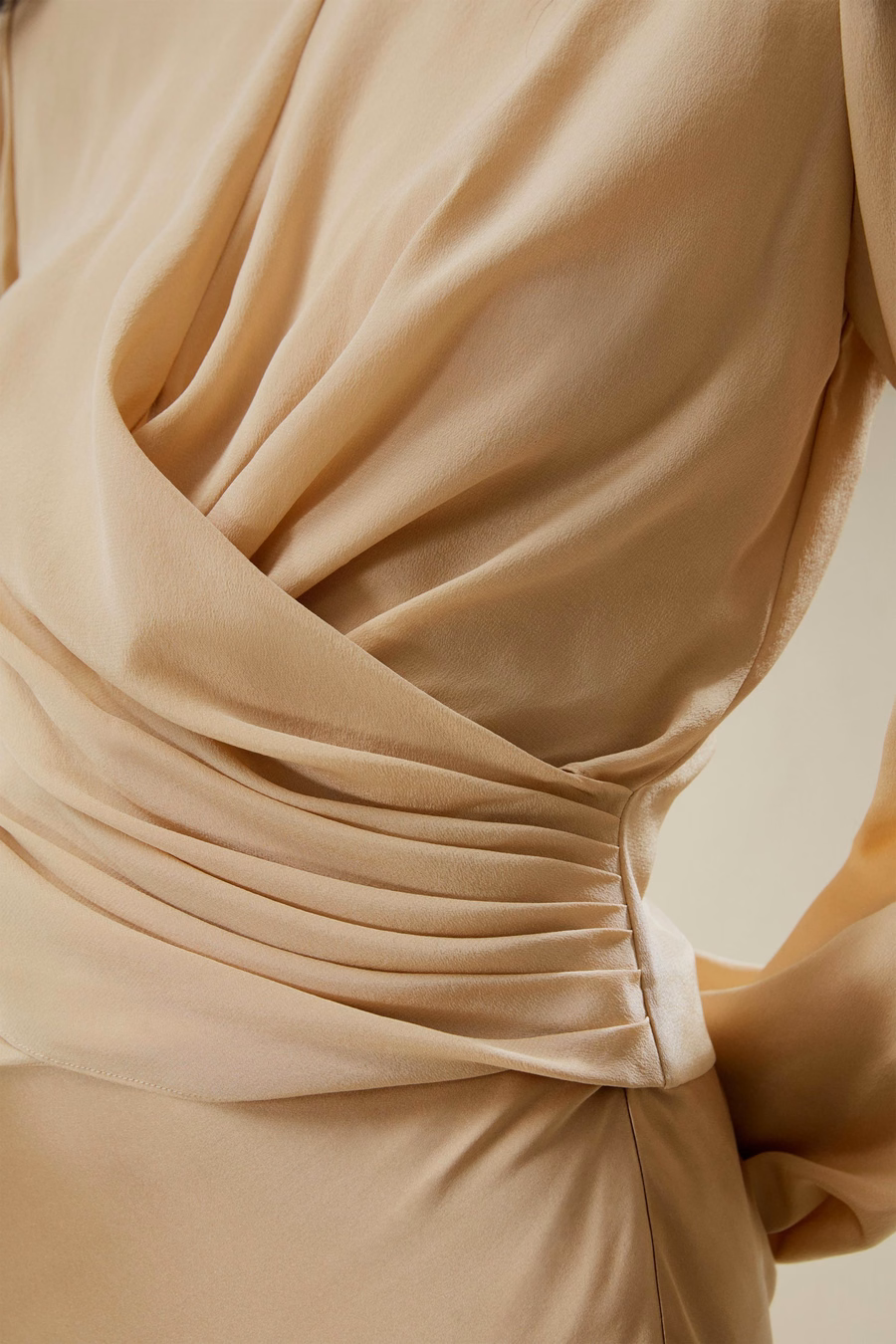 Nipped Waist Crêpe de Chine Blouse