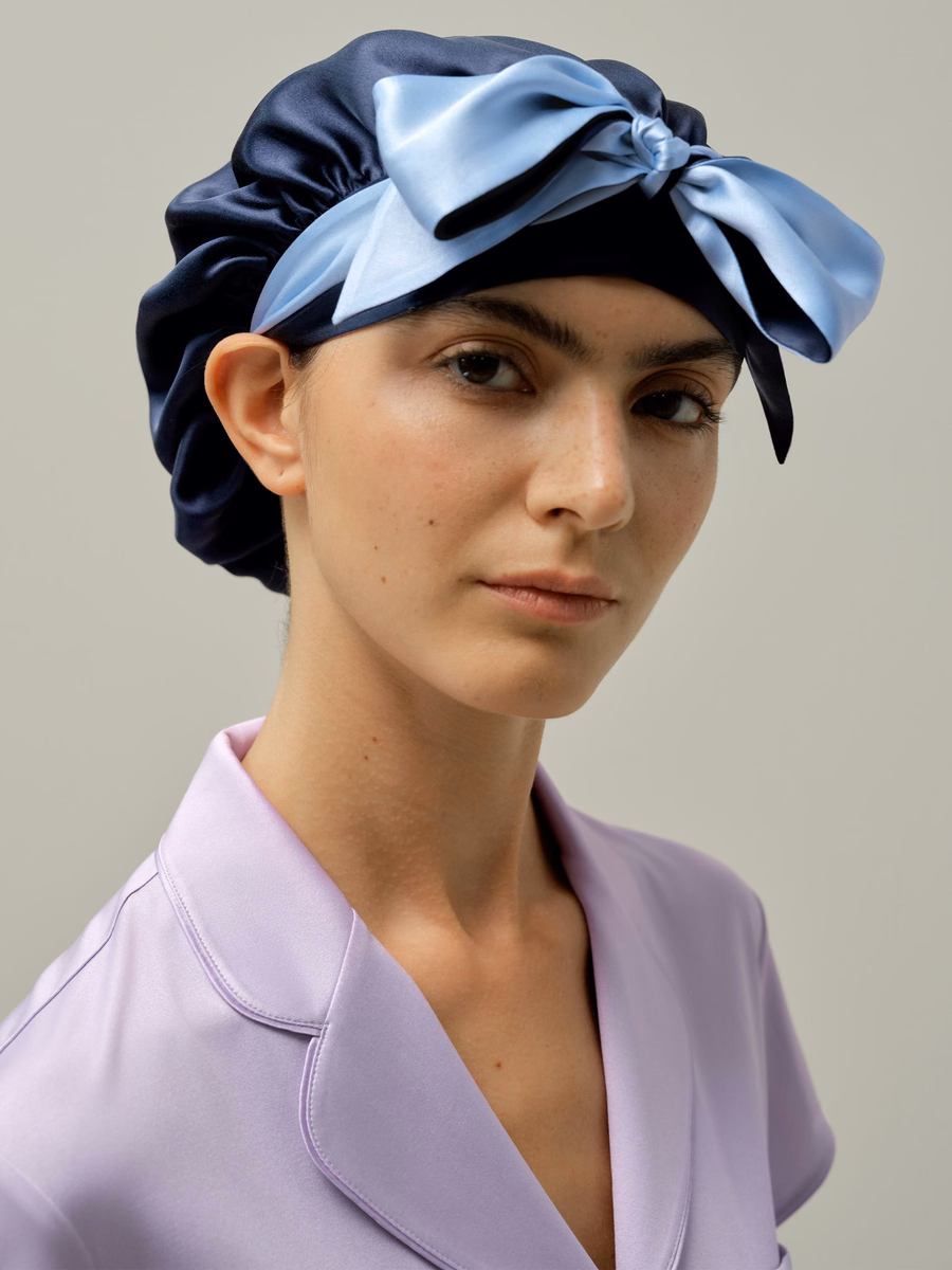 Reversible Silk Sleep Cap with Adjustable Ribbons